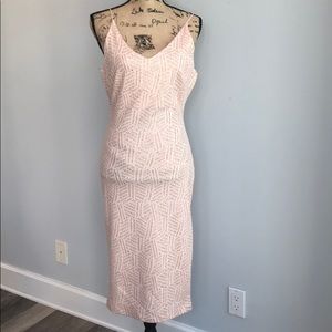 Spaghetti strap pink and gold dress